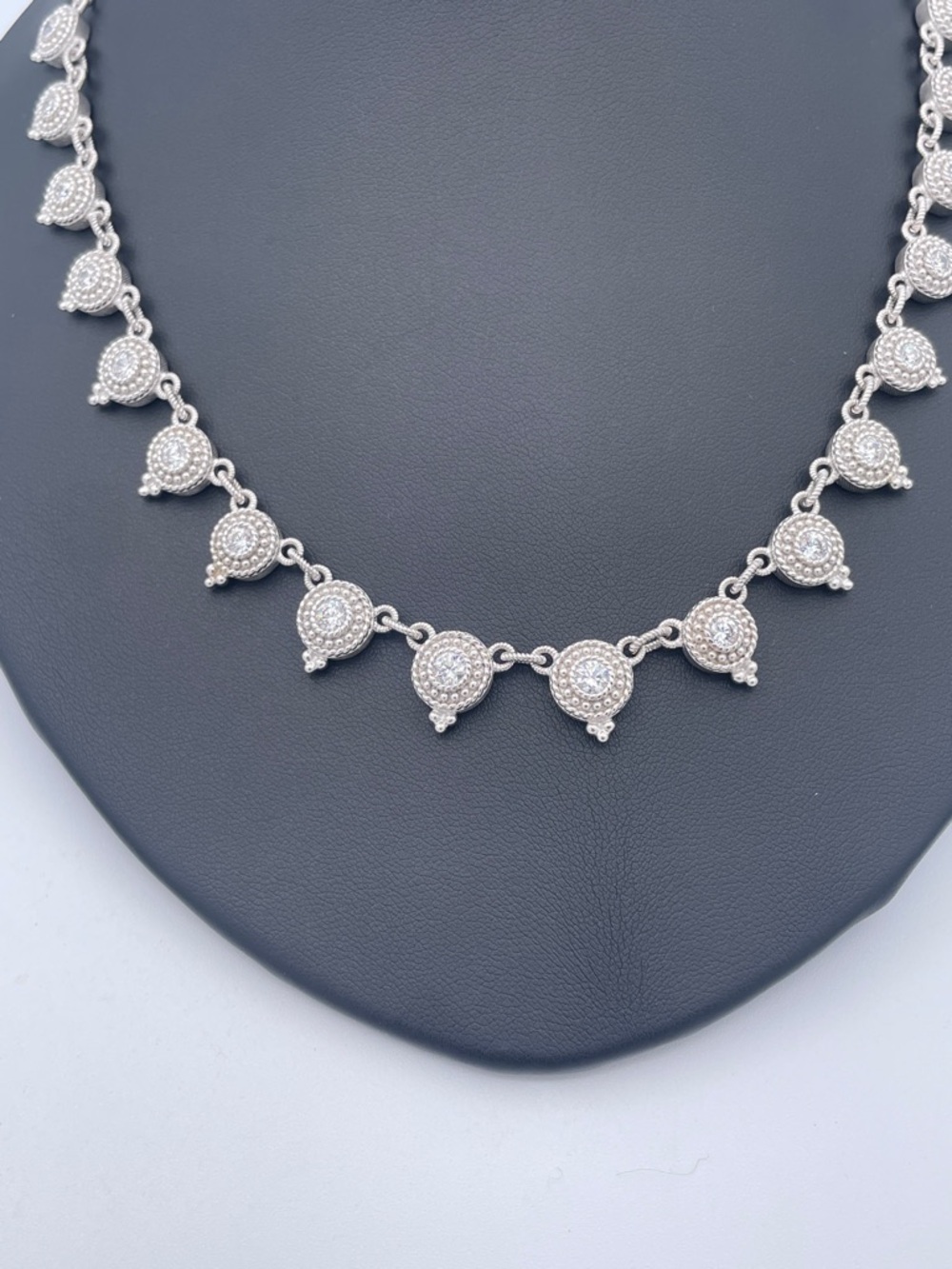 Judith Ripka Sterling Silver CZ Drop Link Necklace 925 Thailand Collectible - Picture 8 of 10